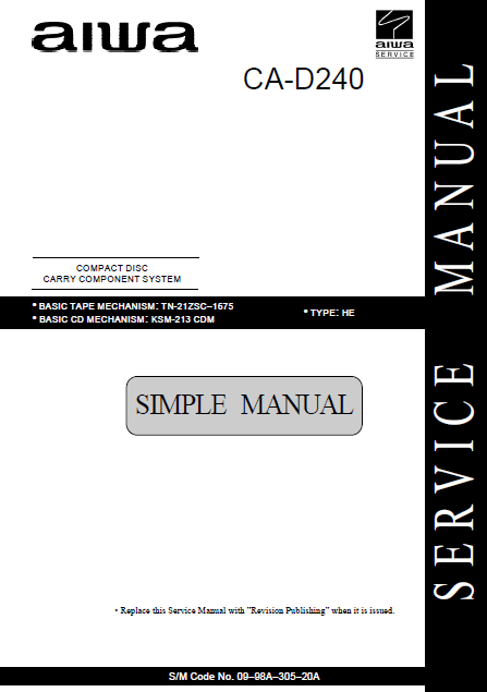 AIWA CA-D240 Simple Compact Disc Service Manual