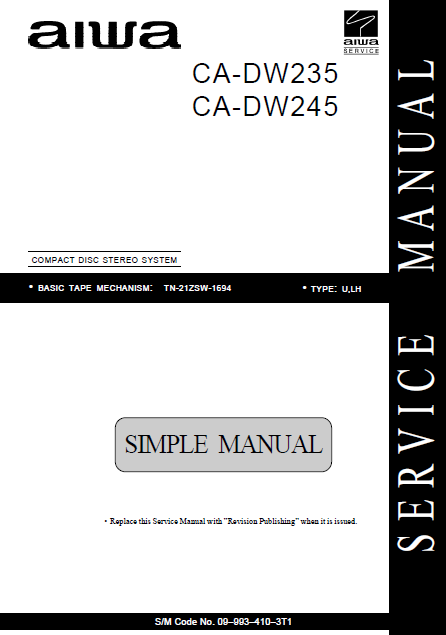 AIWA CA-DW235 Simple Compact Disc Service Manual