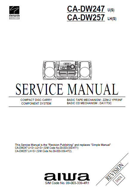 AIWA CA-DW247 U Revision Compact Disc Service Manual