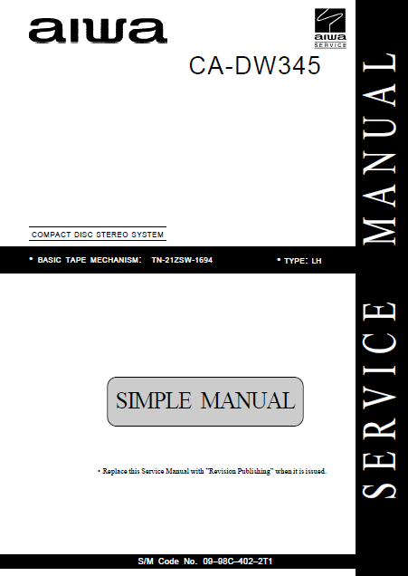 AIWA CA-DW345 Simple Compact Disc Service Manual