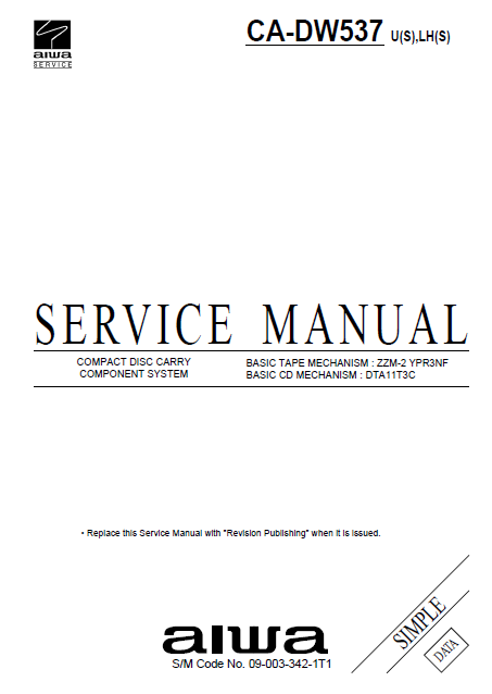 AIWA CA-DW537 Simple Compact Disc Service Manual