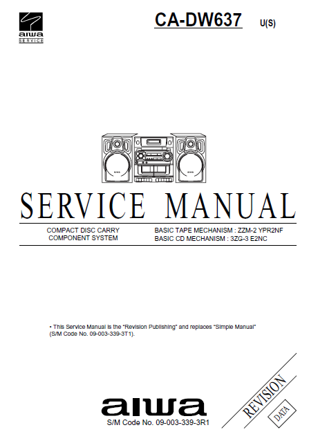 AIWA CA-DW637 Revision Compact Disc Service Manual