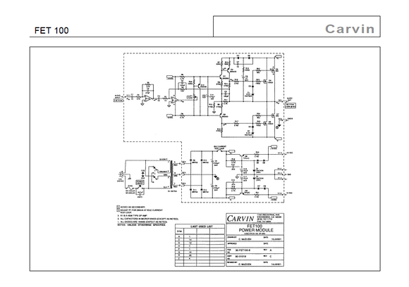 Audio TO Clearcom-CARVIN-FET100 SCHEMATIC Service Manual
