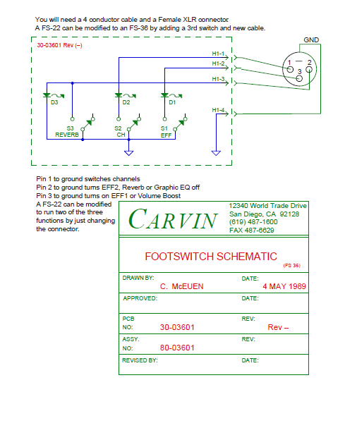 Audio TO Clearcom-CARVIN-FS 22 TO FS 36 CONVERSION Service Manual