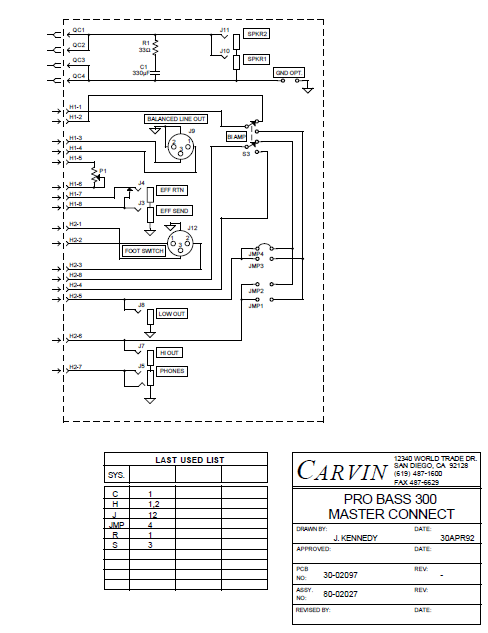 Audio TO Clearcom-CARVIN-PB 300-MASTER CONNECT Service Manual