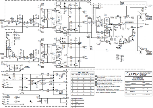 Audio TO Clearcom-CARVIN - 2 X 500 W POWER MODULE Service Manual