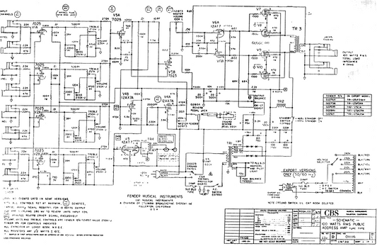 FENDER CBS 100 Watts RMS Public Schematics