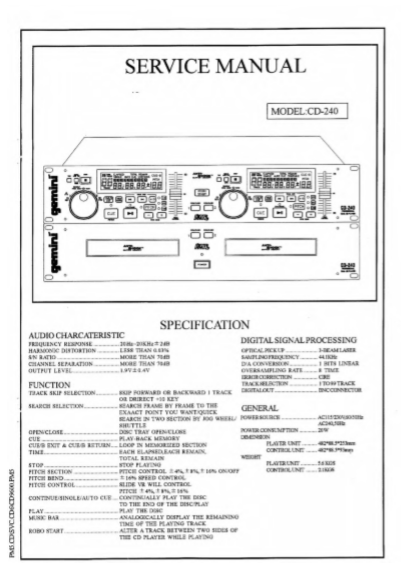 GEMINI Model CD-240 Service Manual