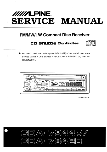 ALPINE CDA 7842R-7944R CD Shuttle Controller Service Manual ...