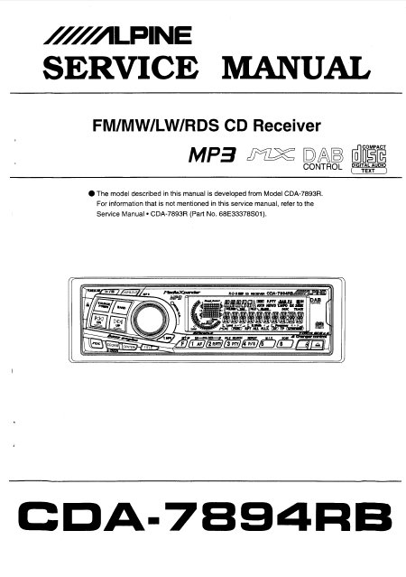 ALPINE CDA-7894RB CD Receiver MP3 Service Manual