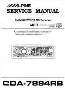 ALPINE CDA-7894RB CD Receiver MP3 Service Manual