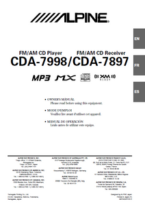 ALPINE CDA 7897-7998 CD Receiver Player MP3 Service Manual
