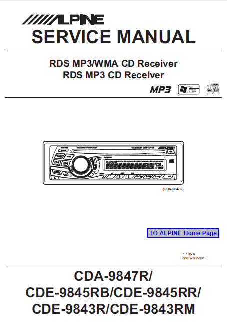 ALPINE CDA-9847R CD Receiver MP3 Service Manual