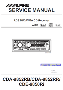 ALPINE CDA-9852RB CD Receiver MP3 Service Manual