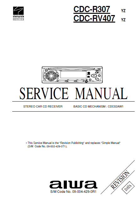 AIWA Revision CDC-R307 Stereo Car Service Manual