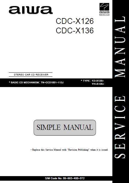 AIWA Simple CDC-X126 Stereo Car Service Manual