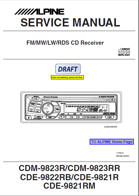 ALPINE CDM-9823R FM CD Receiver DRAFT Service Manual