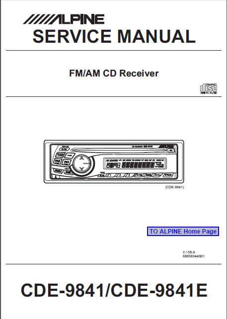 ALPINE CDE 9841-9841E FM AM CD Receiver Service Manual