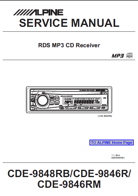ALPINE CDE-9848RB RDS MP3 CD Receiver Service Manual