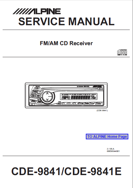 ALPINE CDE9841_E Service Manual
