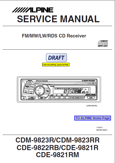 ALPINE CDM-9823R CD Receiver Service Manual