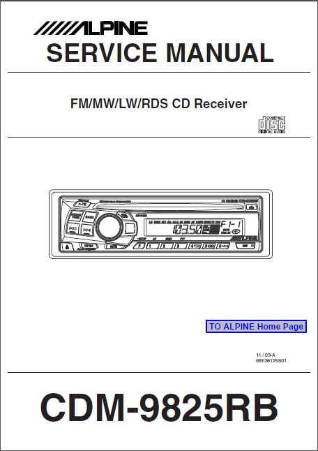 ALPINE CDM-9825RB CD Receiver Service Manual