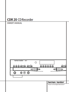 Harman Kardon CDR 20 CD Recorder Owner's Manual