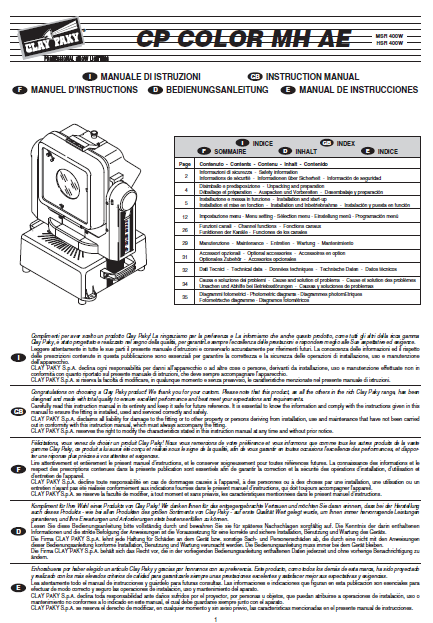 Audio TO Clearcom-CLAY PAKY 1 1 Service Manual