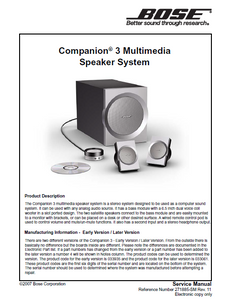 BOSE Companion3 Multimedia Speaker System Service Manual