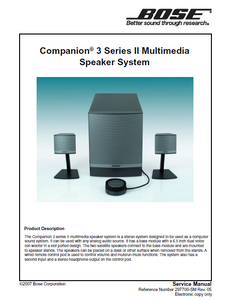 BOSE Companion3 SeriesII Speaker System Service Manual