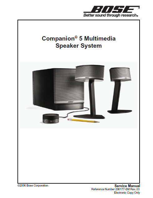 BOSE Companion5 Multimedia Speaker System Service Manual – Service Manuals