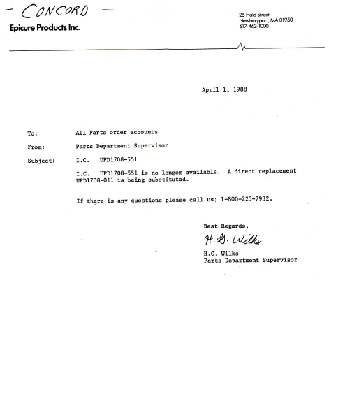 COBRA TO Cybernet-CONCORD BULLITEN Service Manual