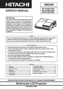 HITACHI CP-A100 Multimedia LCD Projector Service Manual
