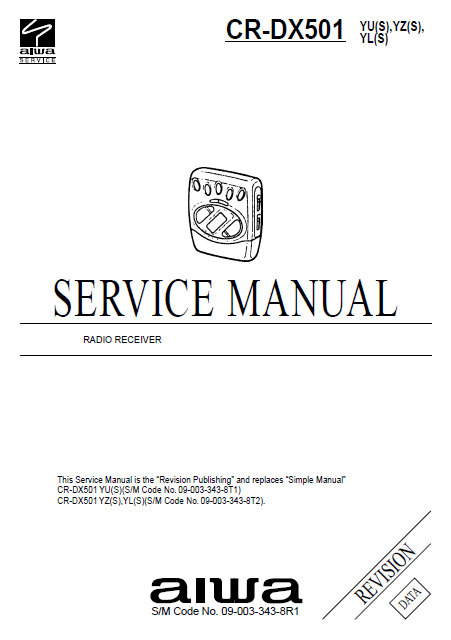 AIWA CR-DX501 Radio Receiver Revision Service Manual