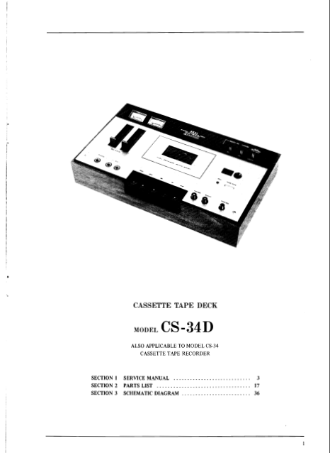 AKAI Model CS-34D Cassette Tape Deck Service Manual