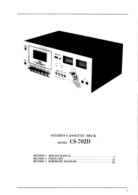 AKAI Model CS-702D Stereo Cassette Deck Service Manual