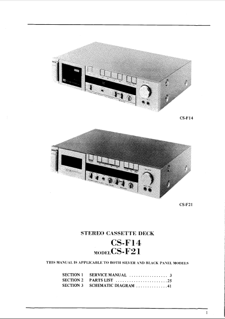 AKAI Model CS-F14 CS-F21 Stereo Cassette Deck Service Manual