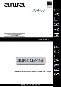 AIWA CS-P88 Stereo Recorder Simple Manual