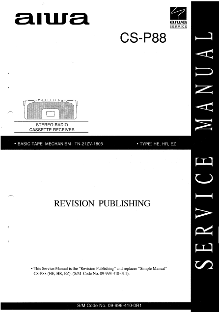 AIWA CS-P88 Stereo Receiver Revision Service Manual