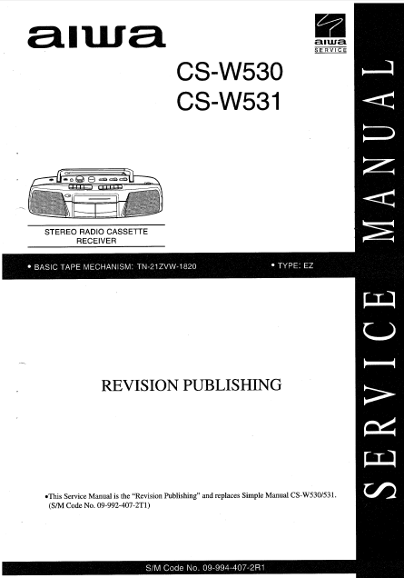 AIWA CS-W530-531 Stereo Receiver Revision Service Manual