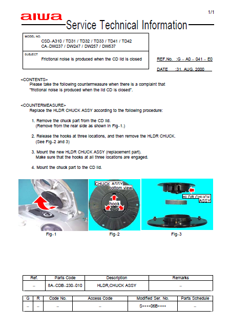 Aiwa CSD-A310 Service Technical Information