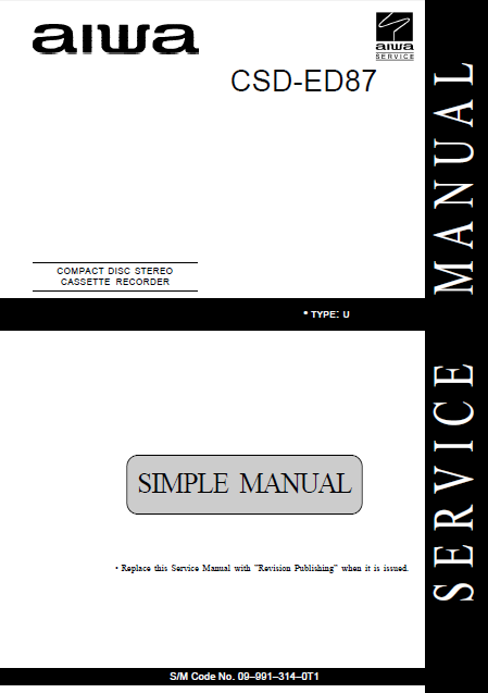 AIWA CSD-ED87U Simple Compact Disc Recorder Service Manual