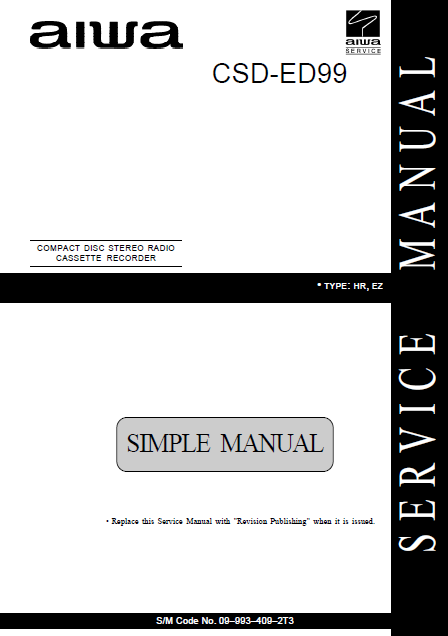 AIWA CSD-ED99 Simple Compact Disc Recorder Service Manual