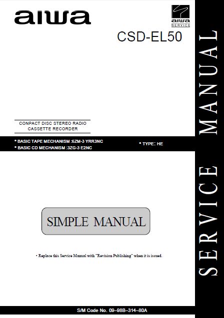 AIWA CSD-EL50HE Simple Compact Disc Recorder Service Manual