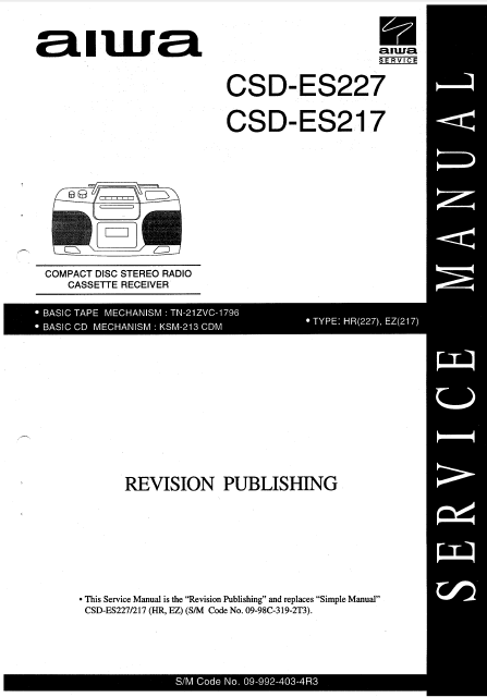 AIWA CSD-ES227 Revision Compact Disc Recorder Service Manual