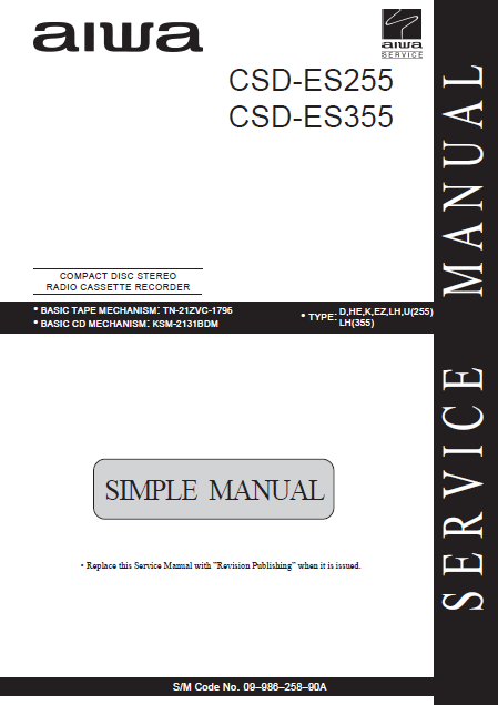 CSD-ES255 AIWA AUDIO Service Manual