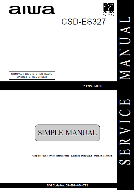 AIWA CSD-ES327 Simple Compact Disc Recorder Service Manual