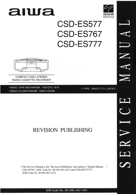AIWA CSD-ES577 Revision Compact Disc Recorder Service Manual