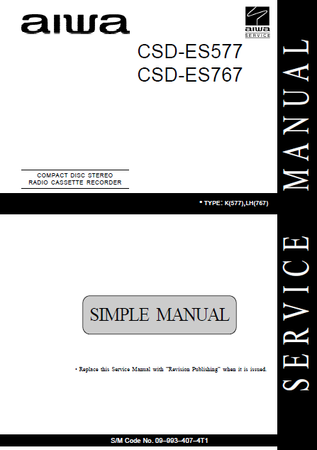 AIWA CSD-ES577 Simple Compact Disc Recorder Service Manual