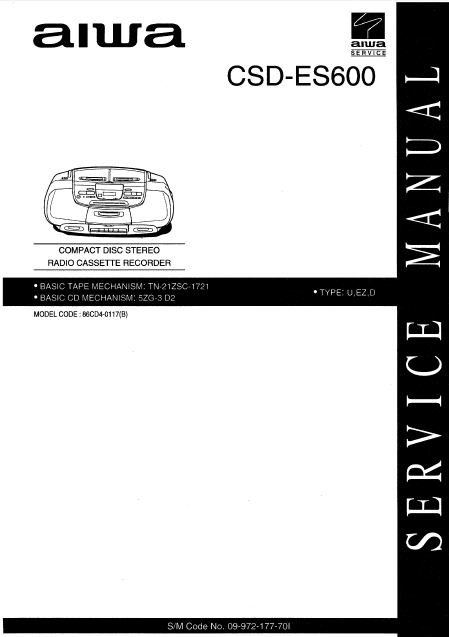 AIWA CSD-ES600 Compact Disc Recorder Service Manual